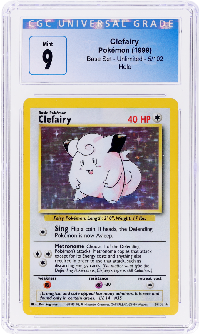 1999 #5 BASE SET HOLO CLEFAIRY CGC 9 POKEMON