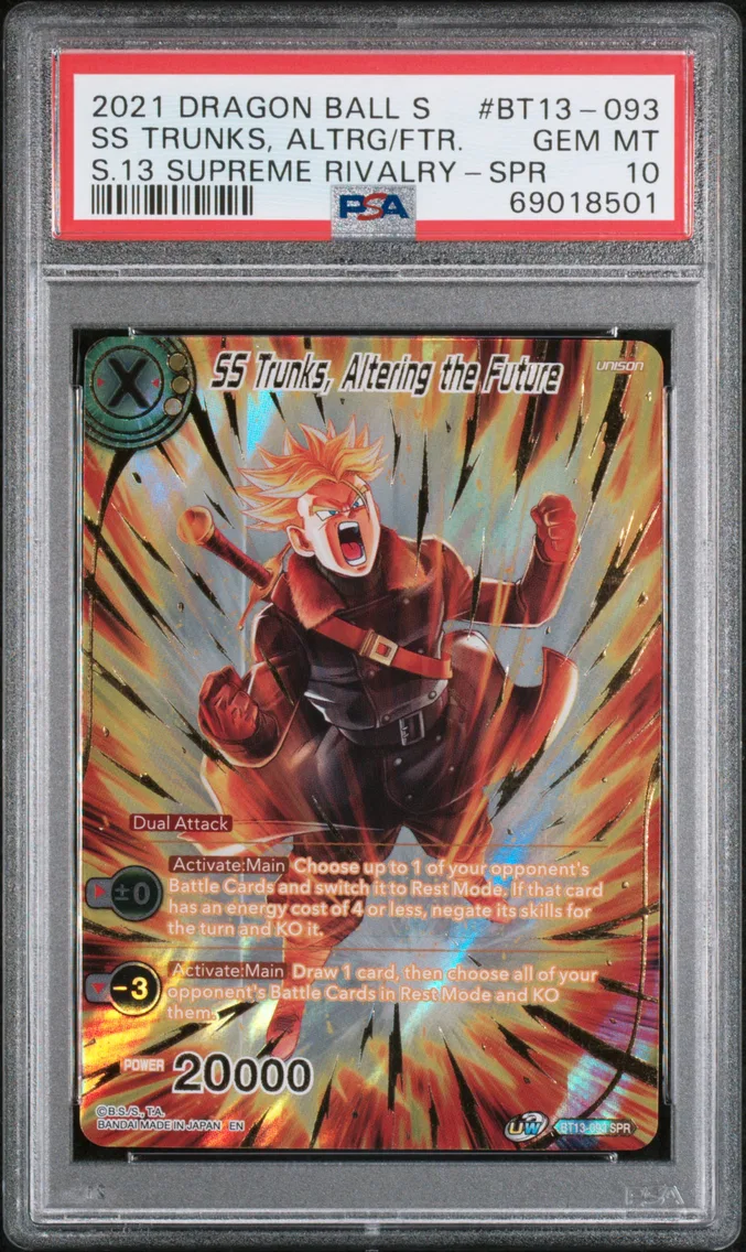 2021 #BT13-093 SS Trunks, Altering the Future PSA 10 Dragon Ball Super Card Game Series 13 Supreme Rivalry