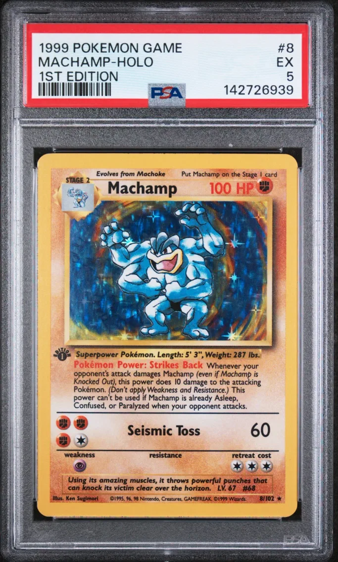 1999 #8 Machamp-Holo 1st Edition PSA 5 Game