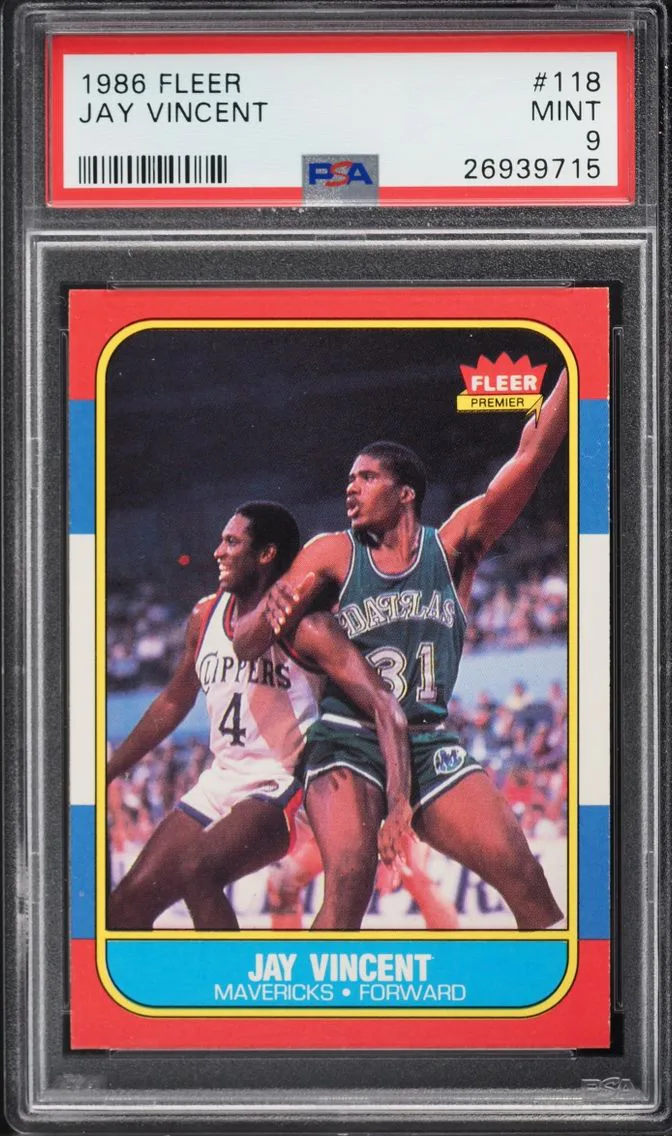 1986 Fleer Basketball Jay Vincent #118 PSA 9 MINT