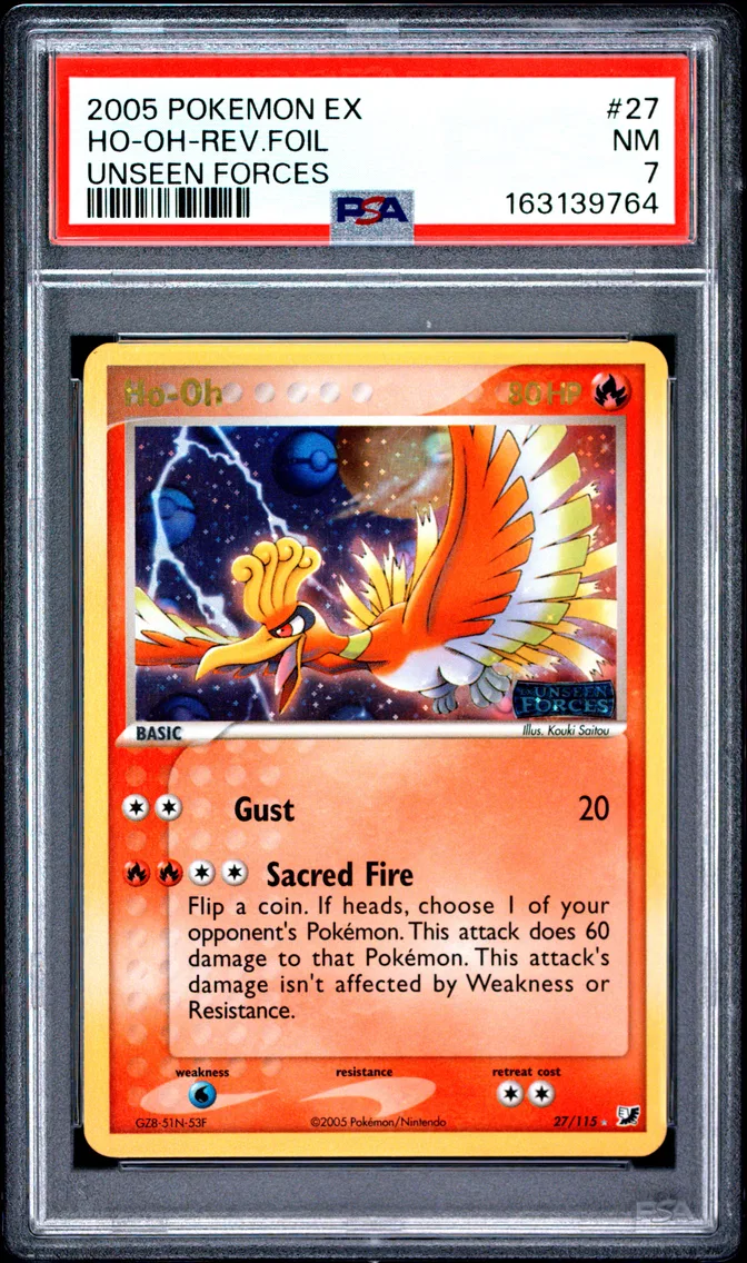 2005 Pokemon EX Unseen Forces HO-Oh-Reverse Foil Unseen Forces #27 PSA 7