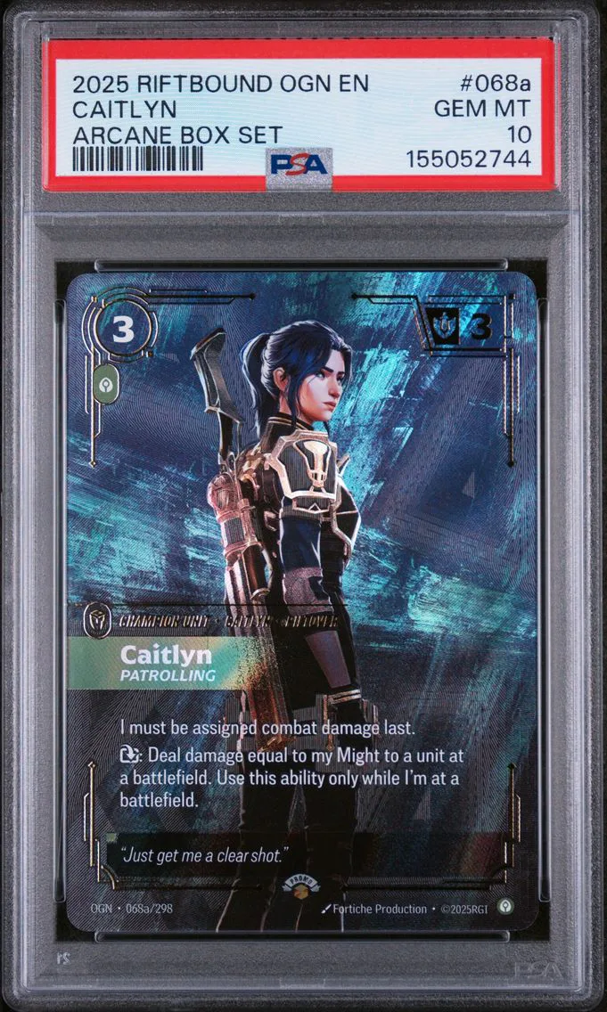 2025 #068a Caitlyn - Patrolling PSA 10 Riftbound: League of Legends Ogn-Origins