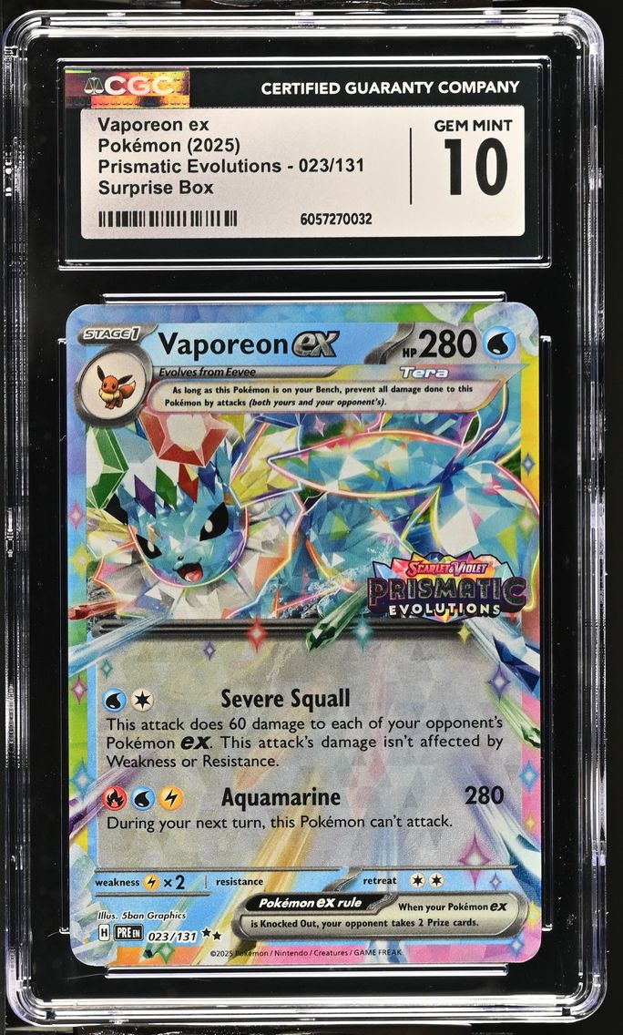2025 #023 Vaporeon ex CGC 10 Prismatic Evolutions - PRE EN - English