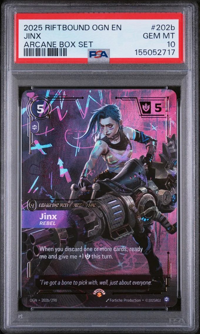 2025 #202b Jinx - Rebel PSA 10 Riftbound: League of Legends Ogn-Origins