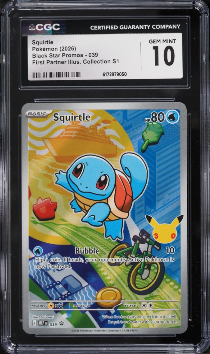 2026 #39 Squirtle CGC 10 Pokemon Mega Evolution Promo First Partner Illustration Full Art