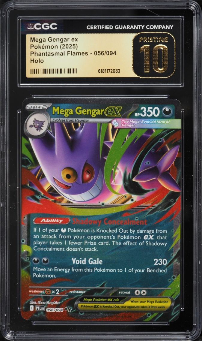 2025 Pokemon Mega Evolution Phantasmal Flames Holo Mega Gengar EX #56 CGC 10 PRISTINE