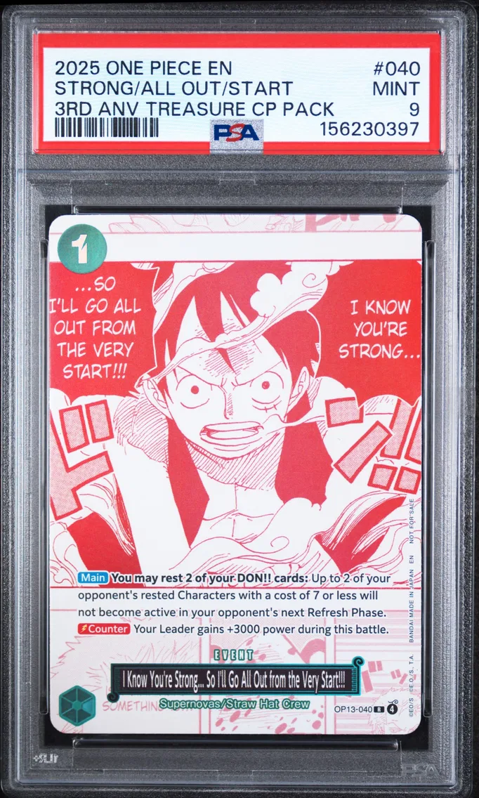 2025 #040 I Know You're Strong... So I'll Go All Out From the Very Start!!! PSA 9 One Piece 3rd Anniversary! One Piece Card Treasure Campaign Pack