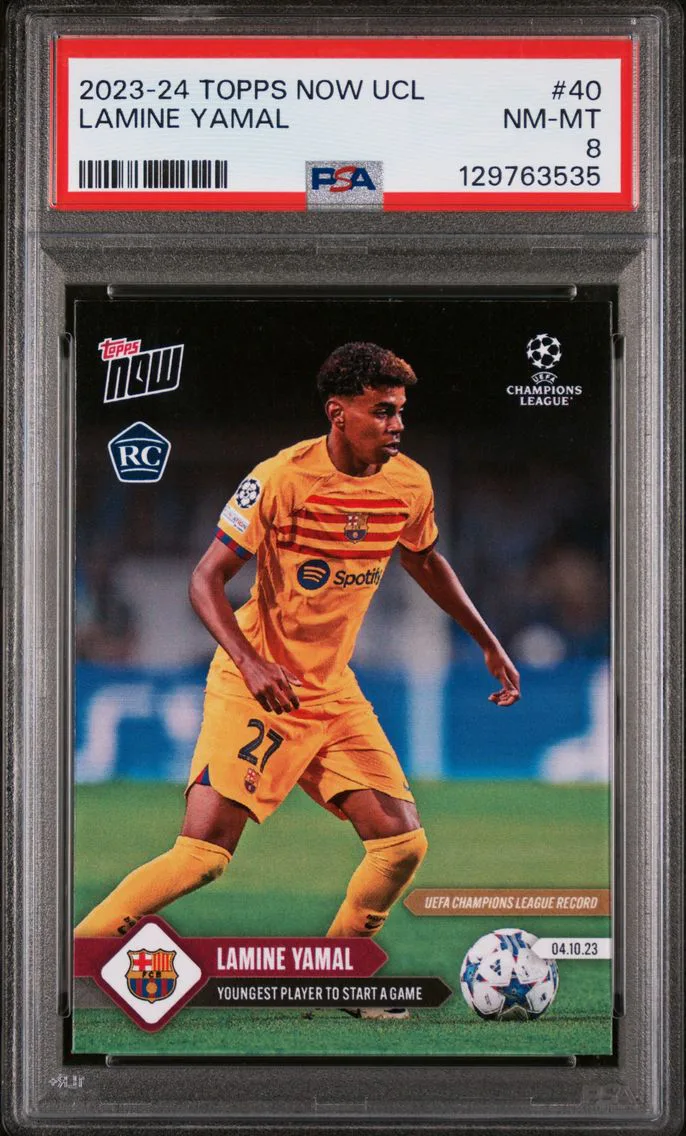 2023 #40 Lamine Yamal PSA 8 Topps Now UEFA Champions League
