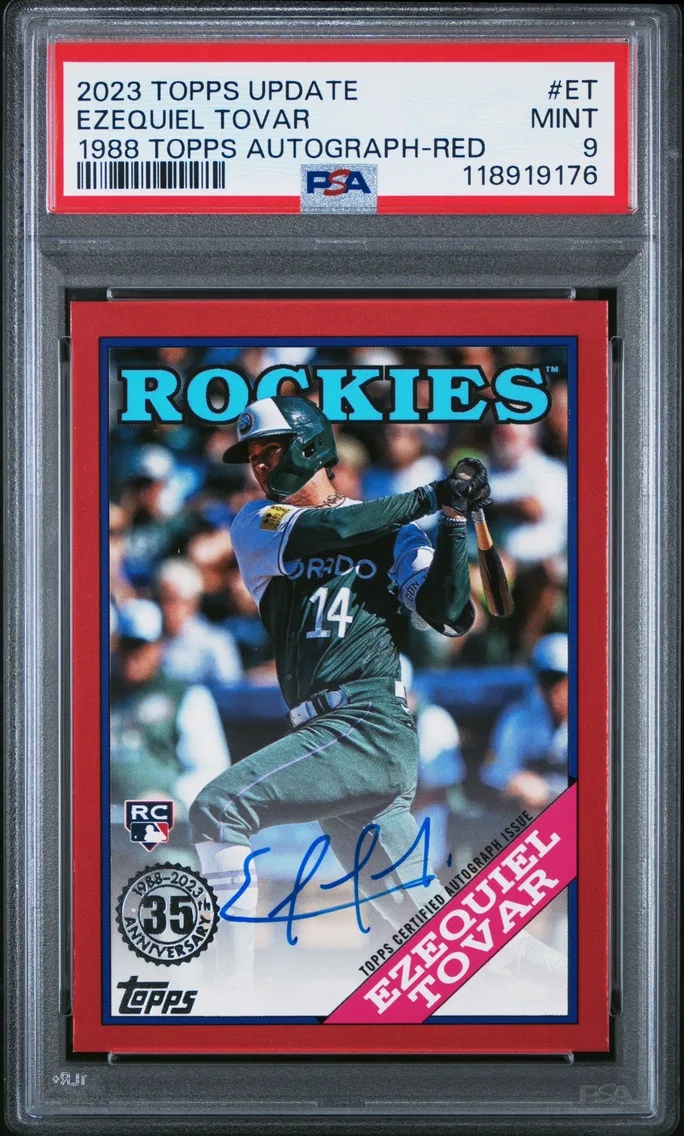2023 #ET Ezequiel Tovar PSA 9 Topps Update 1988 Topps Baseball Autograph