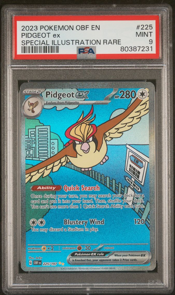 2023 #225 Pidgeot EX PSA 9 Obf EN-Obsidian Flames