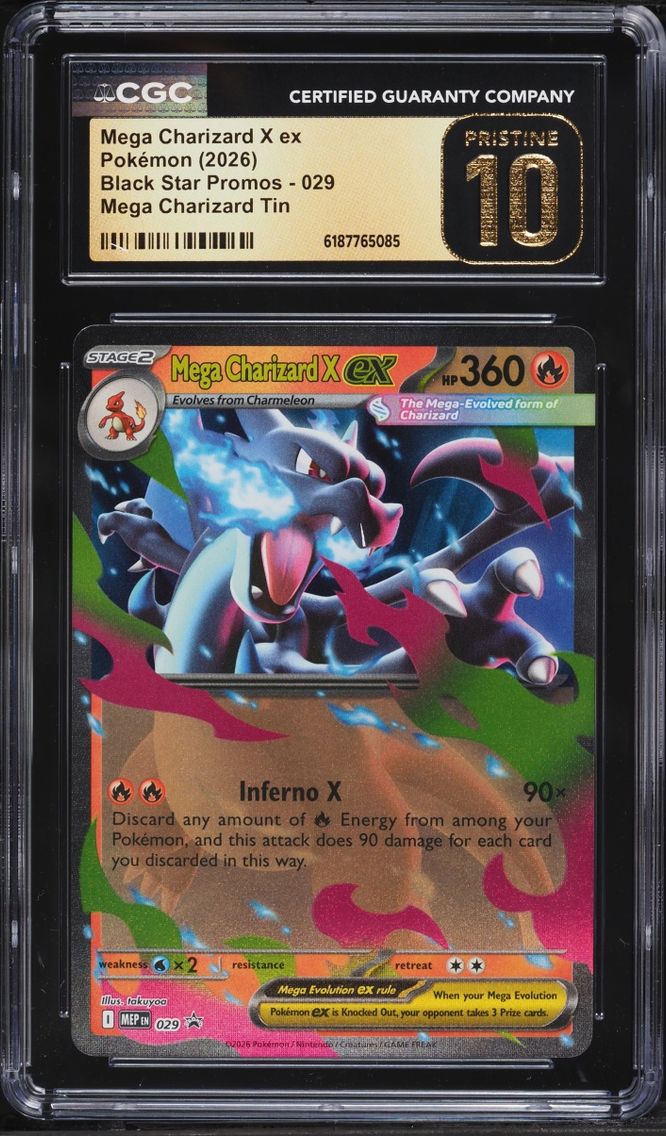 2026 #29 Mega Charizard X Ex CGC 10 Pokemon Mega Evolution Promo Tin