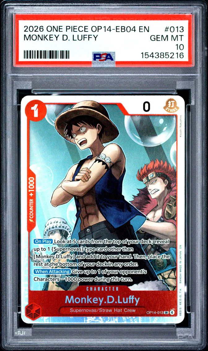 2026 #013 Monkey D. Luffy PSA 10 One Piece OP14-EB04-the Azure Sea's Seven
