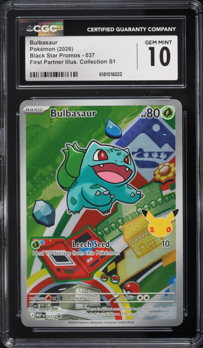 2026 Pokemon Mega Promo First Partner Illustration S1 Full Art Bulbasaur #37 CGC 10 GEM MINT