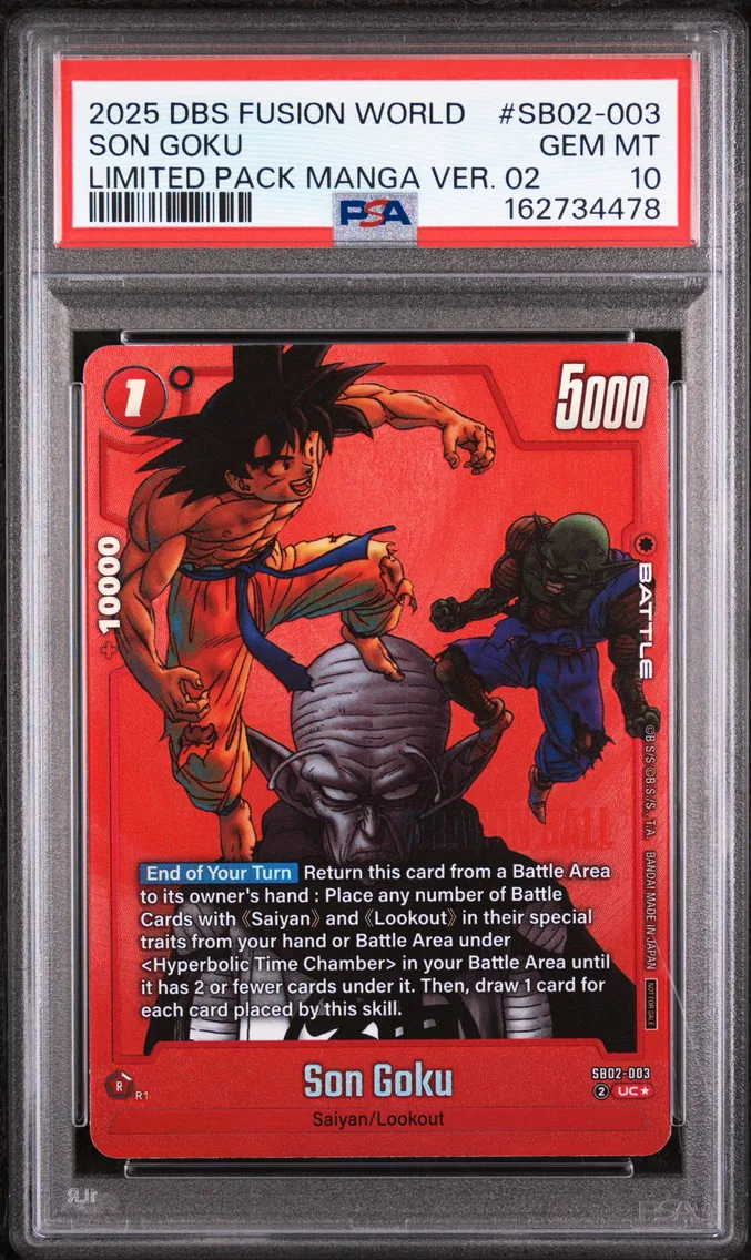 2025 #SB02-003 Son Goku PSA 10 Dragon Ball Super Card Game Fusion World Limited Pack Manga Version 02