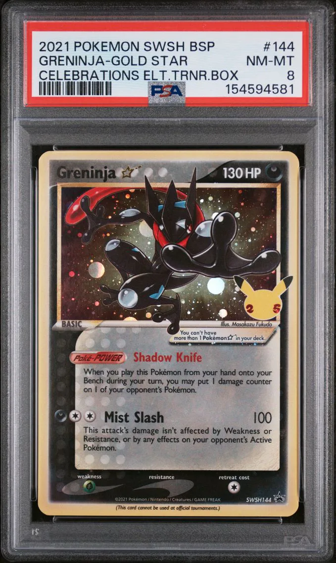 2021 #144 Greninja-Gold Star PSA 8 Swsh Black Star Promo