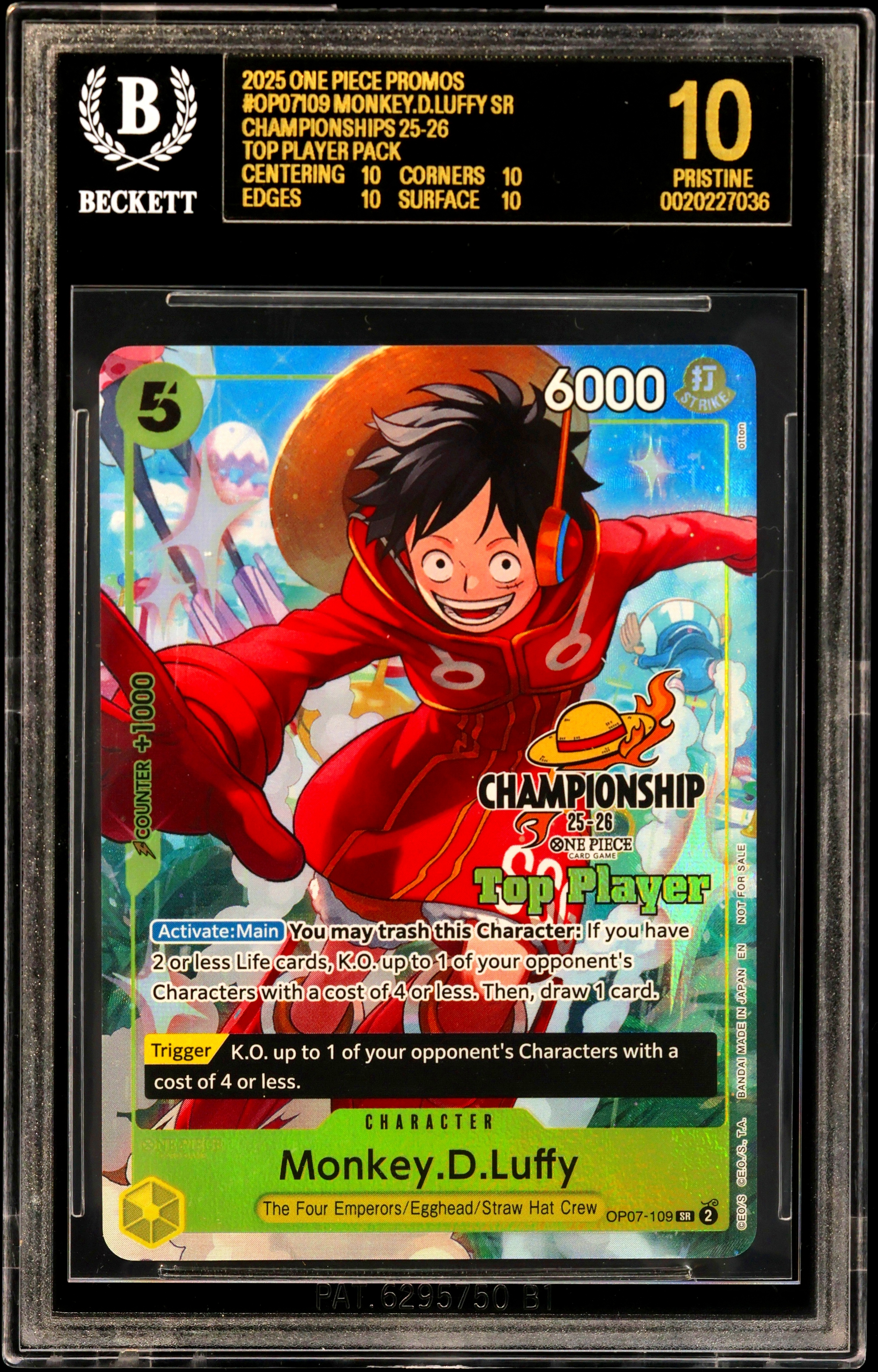 2025 #OP07109 Monkey.D.Luffy SR/(Championships 25-26 Top Player Pack) BGS 10 One Piece Card Game Promos
