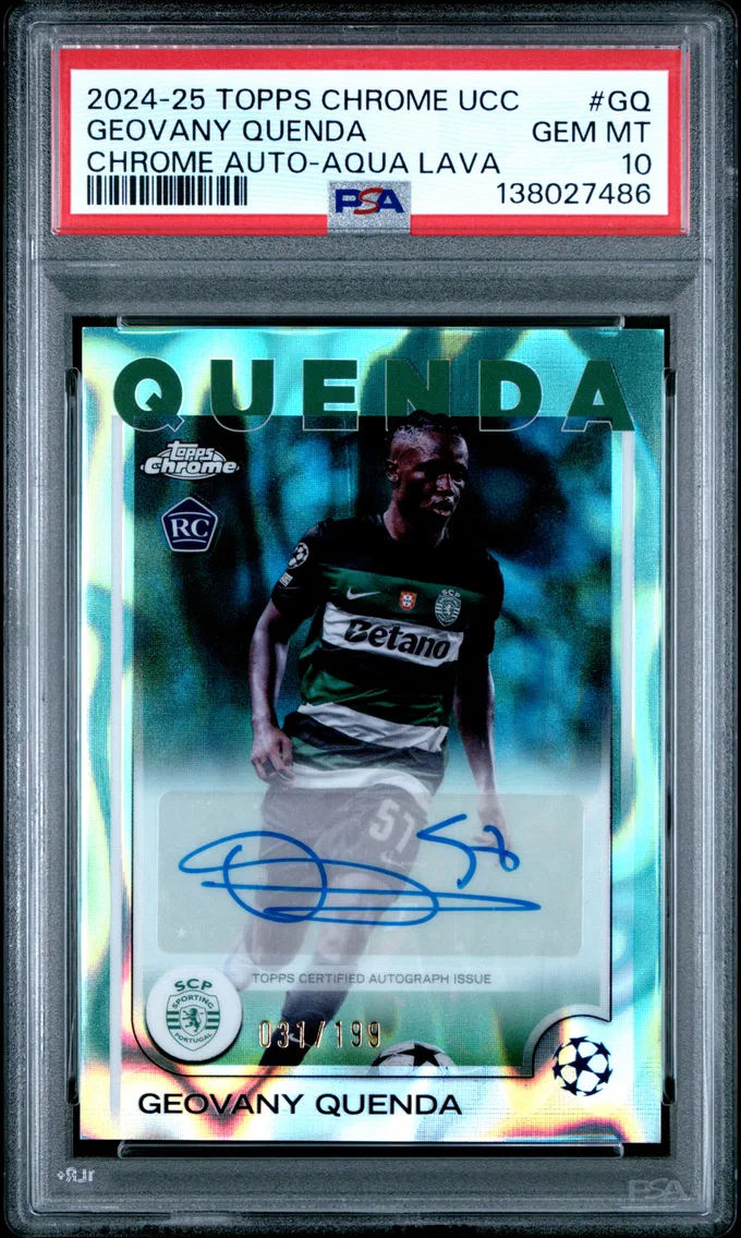 2024 #GQ Geovany Quenda PSA 10 Topps Chrome UEFA Club Competitions Chrome Autographs