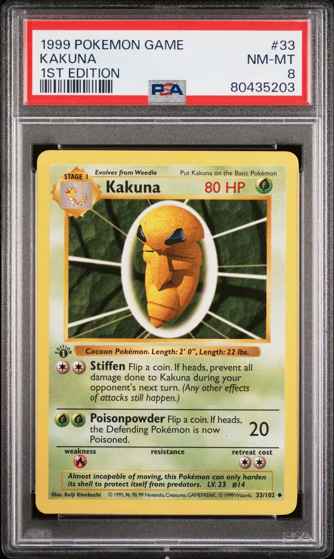 1999 #33 KAKUNA 1st Edition PSA 8 Game