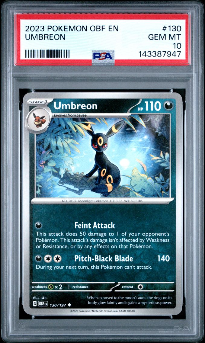 2023 #130 Umbreon PSA 10 Obf EN-Obsidian Flames Pokemon