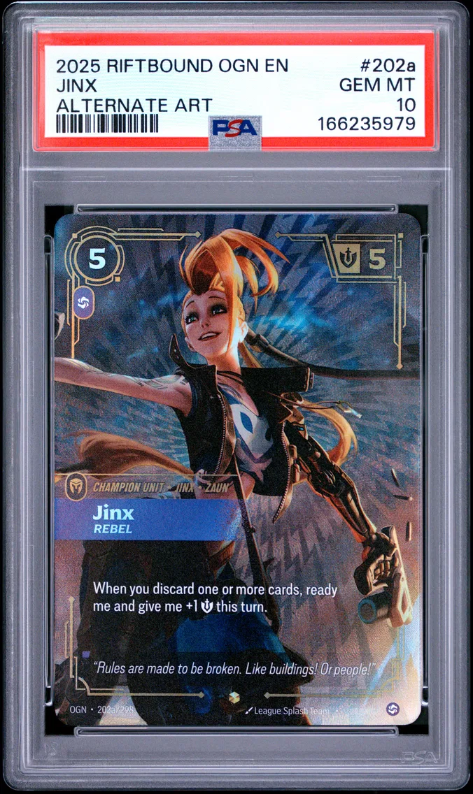 2025 #202a Jinx - Rebel PSA 10 Riftbound: League of Legends Ogn-Origins