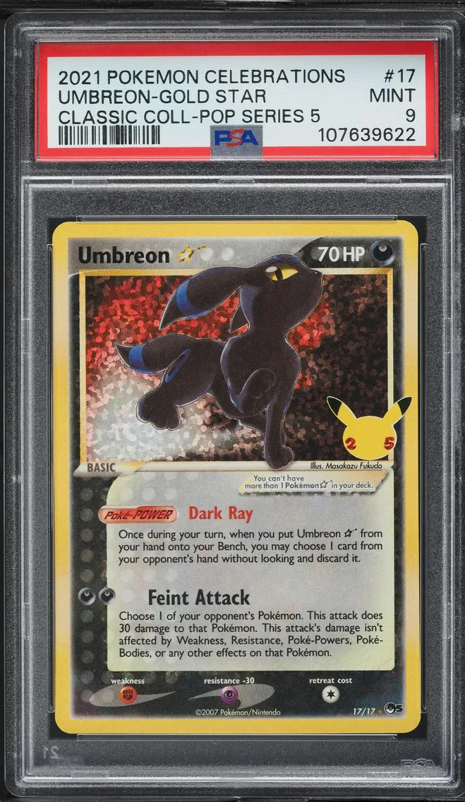 2021 #17 Umbreon-Gold Star PSA 9 Celebrations Classic Collection Pokemon