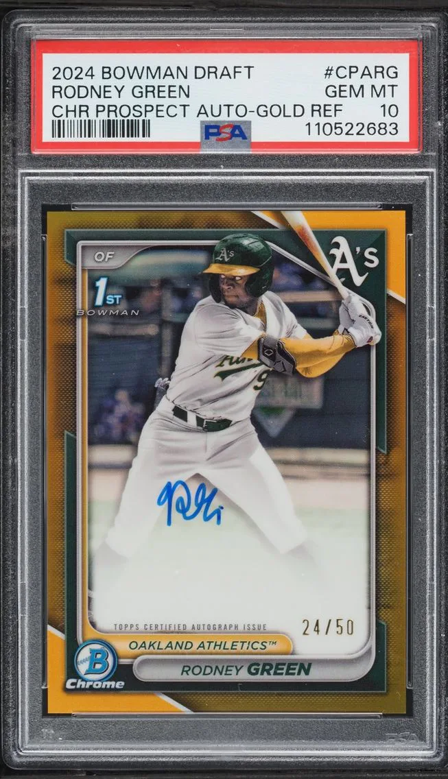2024 Bowman Chrome Draft Gold Refractor Rodney Green PROSPECT AUTO /50 #CPA-RG PSA 10 GEM MINT