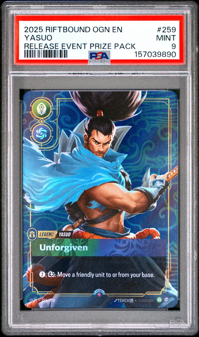 2025 #259 Yasuo - Unforgiven PSA 9 Riftbound: League of Legends Ogn-Origins