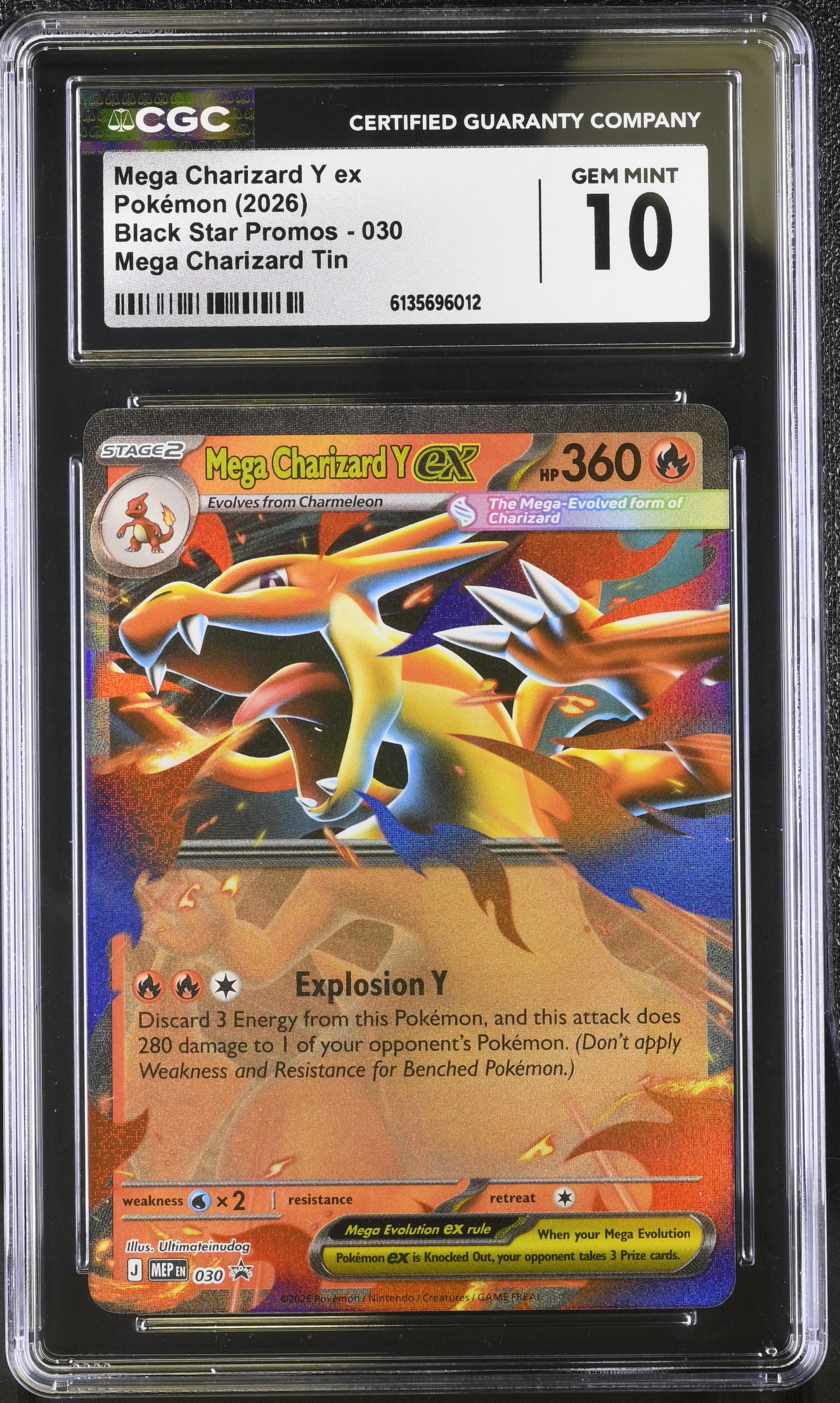 2026 #030 Mega Charizard Y Ex CGC 10 Black Star Promos - Mega Evolution Mep En - English