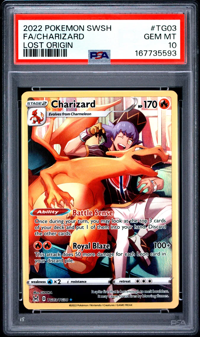 2022 #TG03 Full Art/Charizard PSA 10 Sword & Shield Lost Origin