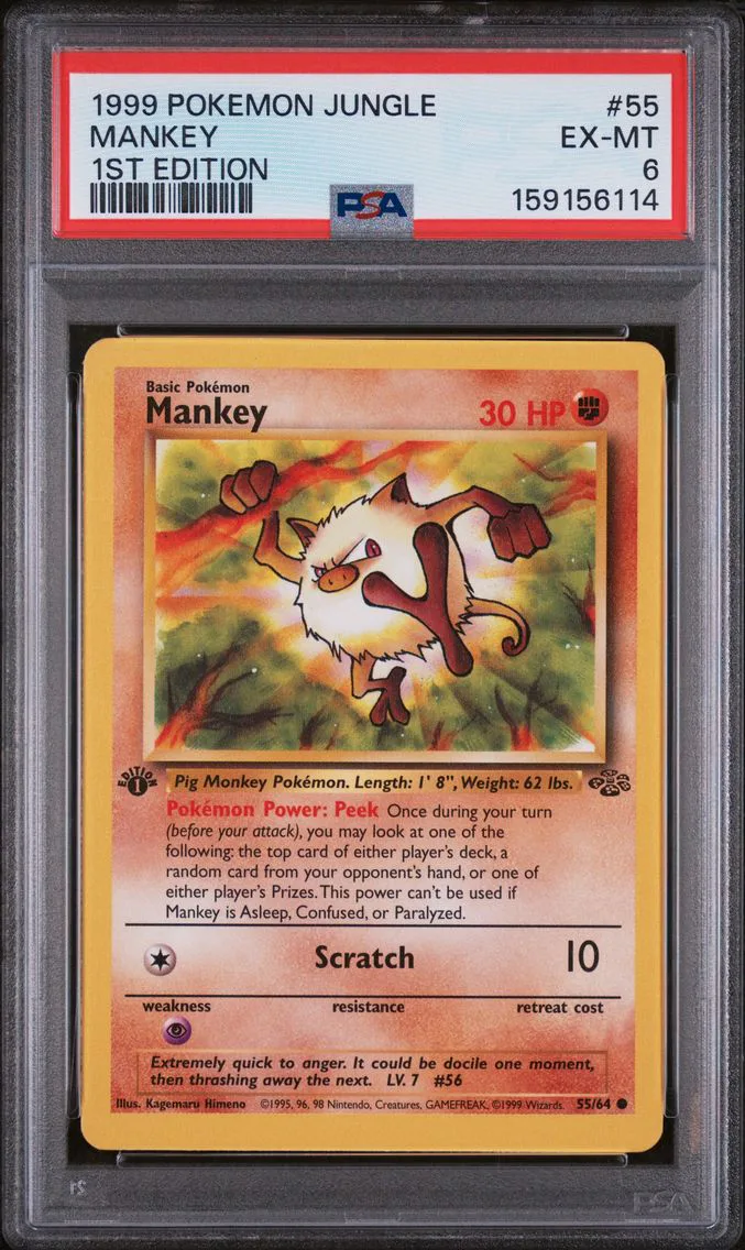 1999 #55 Mankey 1st Edition PSA 6 Jungle