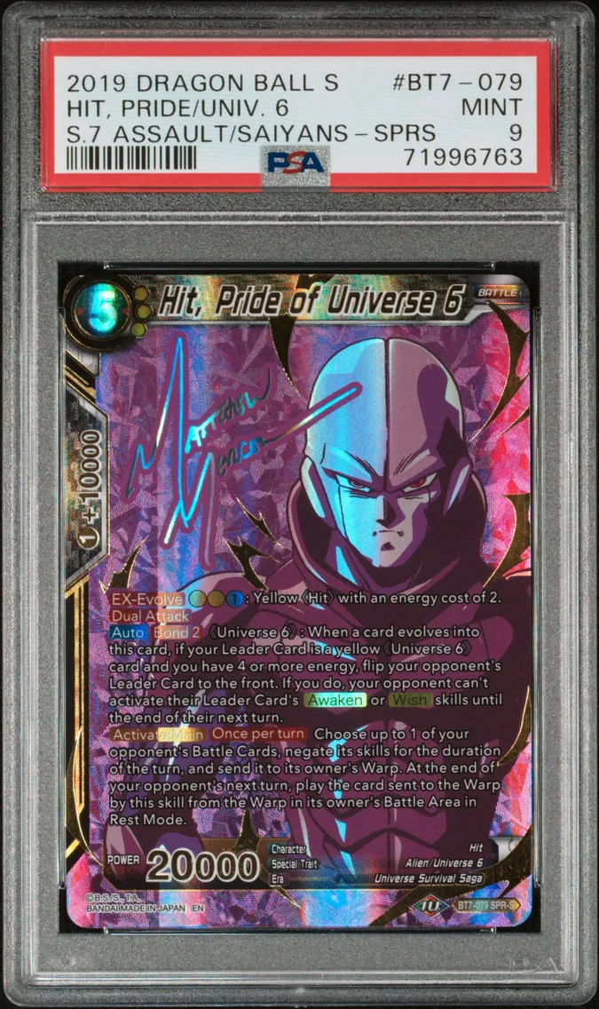 2019 #BT7-079 Hit, Pride of Universe 6 PSA 9 Dragon Ball Super Card Game Series 7 Assault of the Saiyans