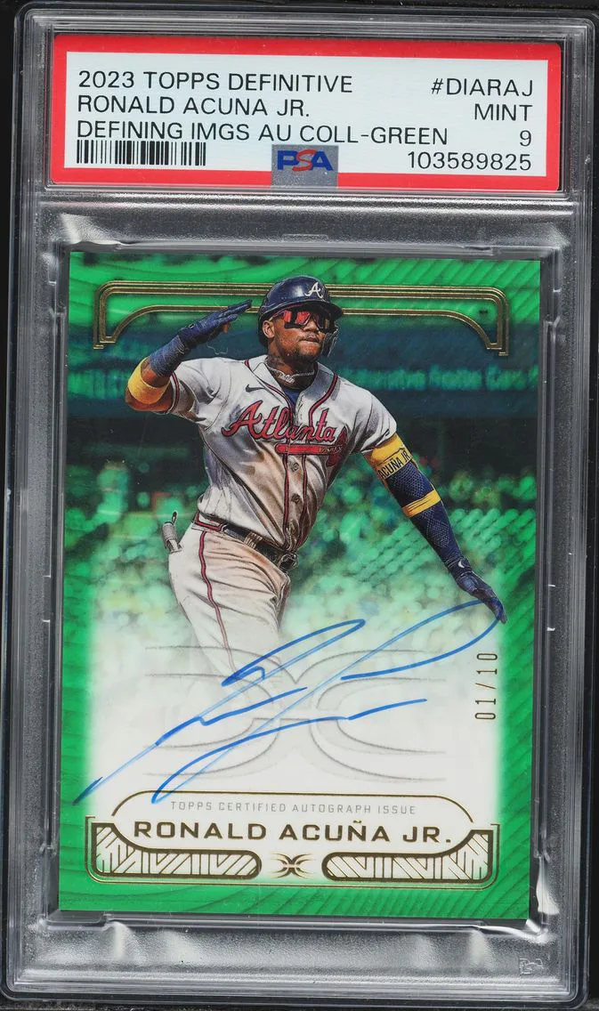 2023 #DIARAJ Ronald Acuna Jr. PSA 9 Topps Definitive Collection Defining Images Autograph Collection Baseball