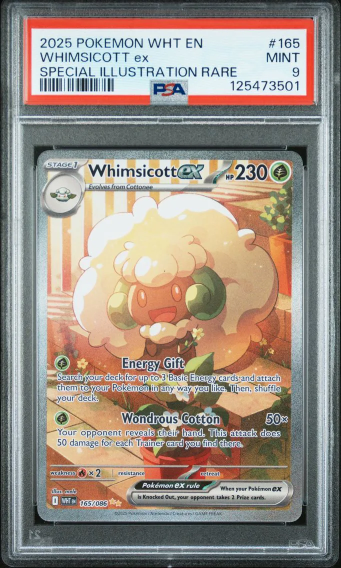 2025 #165 Whimsicott EX PSA 9 Wht EN-White Flare Pokemon