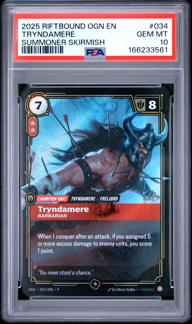 2025 #034 Tryndamere - Barbarian PSA 10 Riftbound: League of Legends Ogn-Origins