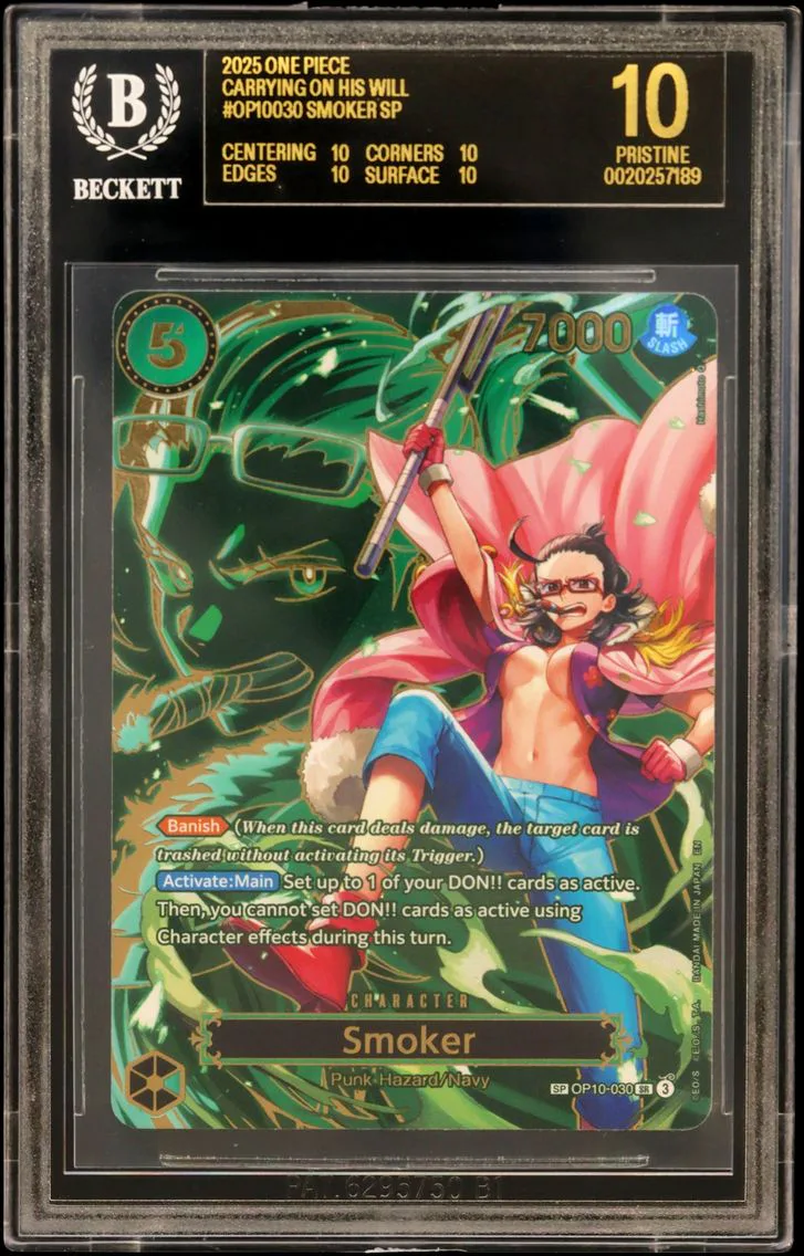 2025 #OP10030 Smoker SP BGS 10 One Piece Card Game Carrying on His Will