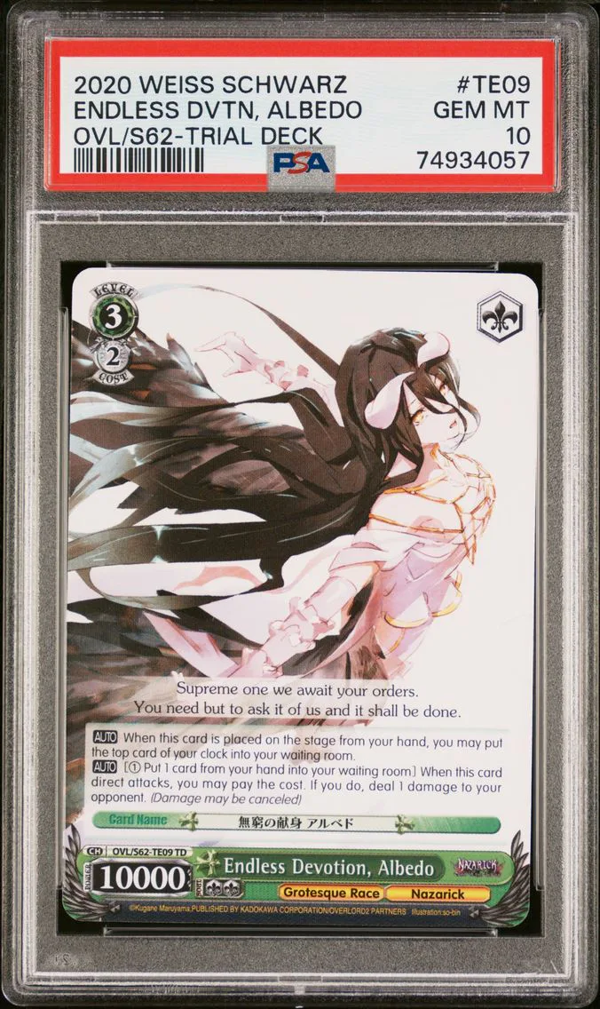 2020 #TE09 Endless Devotion, Albedo PSA 10 Weiss Schwarz Nazarick: Tomb of the Undead
