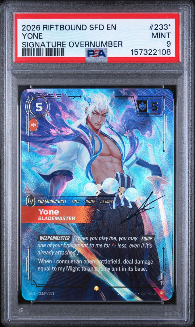 2026 #233* Yone - Blademaster PSA 9 Riftbound: League of Legends Sfd-Spiritforged
