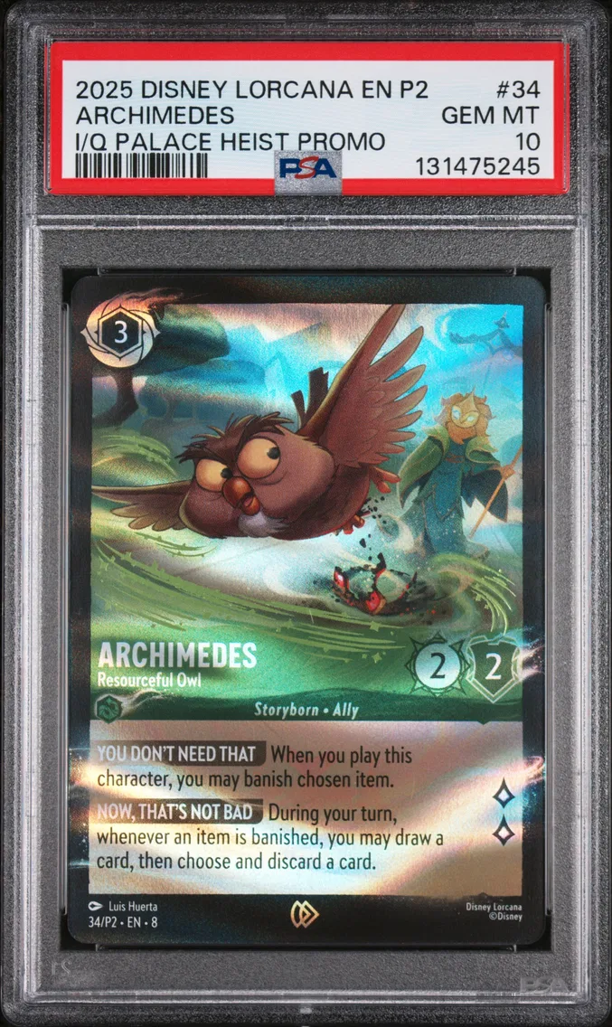 2025 #34 Archimedes - Resourceful Owl PSA 10 Disney Lorcana EN P2-Promo