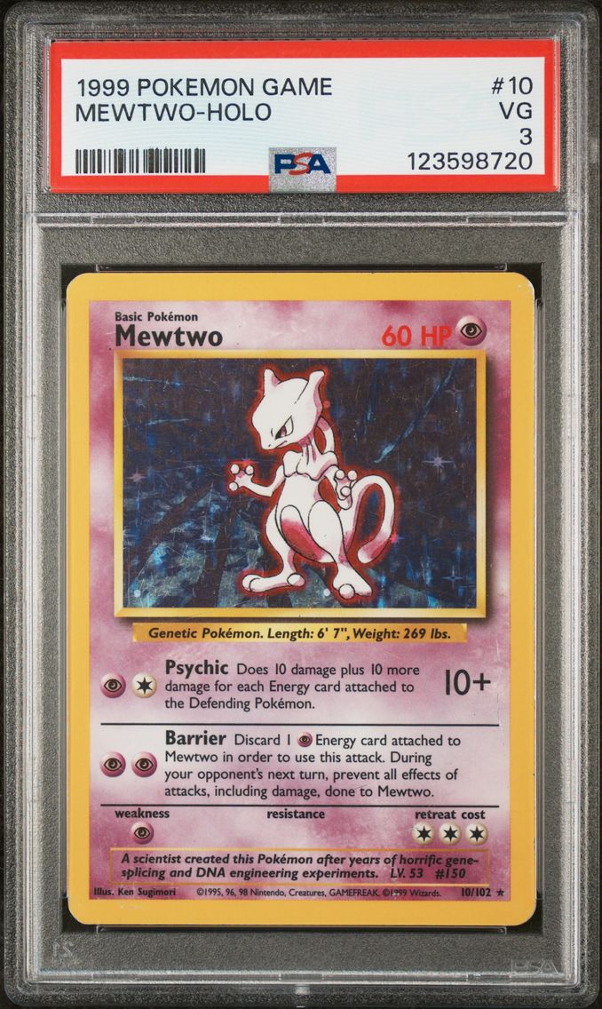 1999 #10 Mewtwo-Holo PSA 3 Game Pokemon