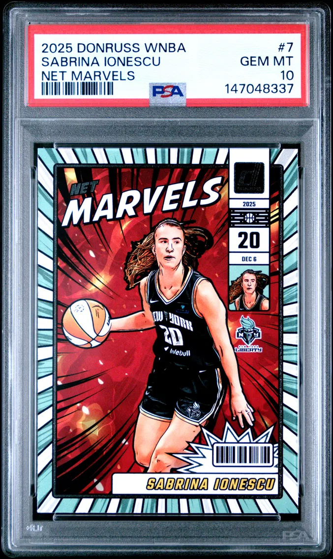 2025 #7 Sabrina Ionescu PSA 10 Panini Donruss WNBA Net Marvels