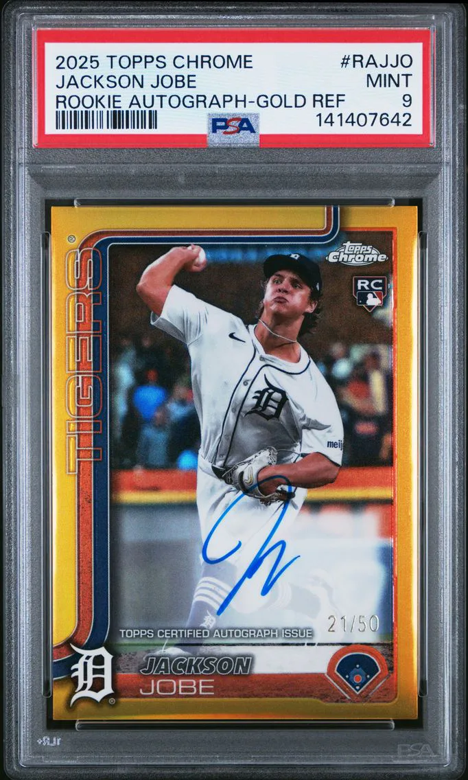 2025 #RAJJO Jackson Jobe PSA 9 Topps Chrome Rookie Autographs