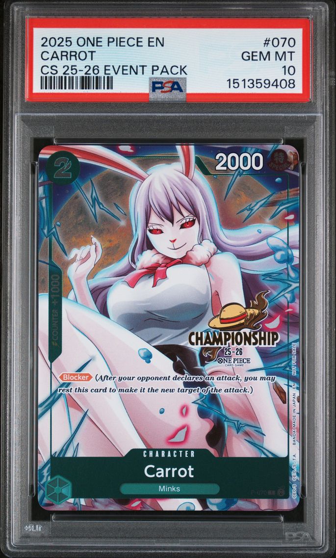 2025 #070 Carrot PSA 10 One Piece Championship 2025-26 Event Pack