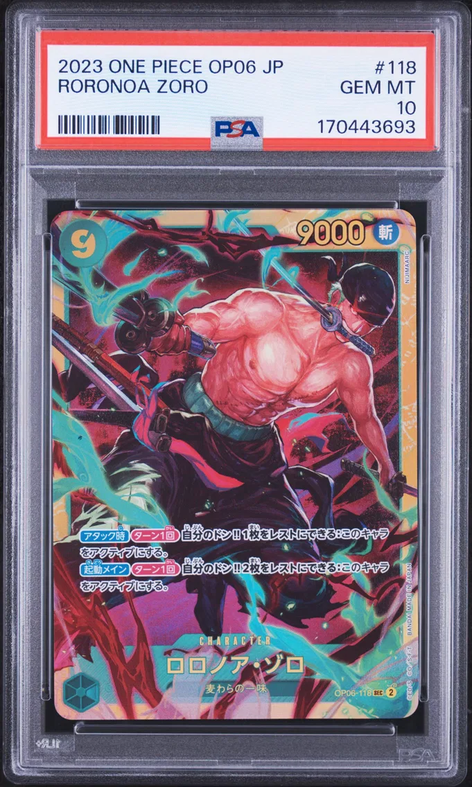 2023 #118 Roronoa Zoro PSA 10 One Piece Japanese OP06-Wings of the Captain