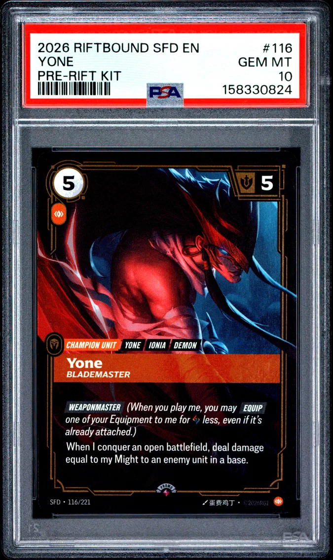 2026 #116 Yone - Blademaster PSA 10 Riftbound: League of Legends Sfd-Spiritforged