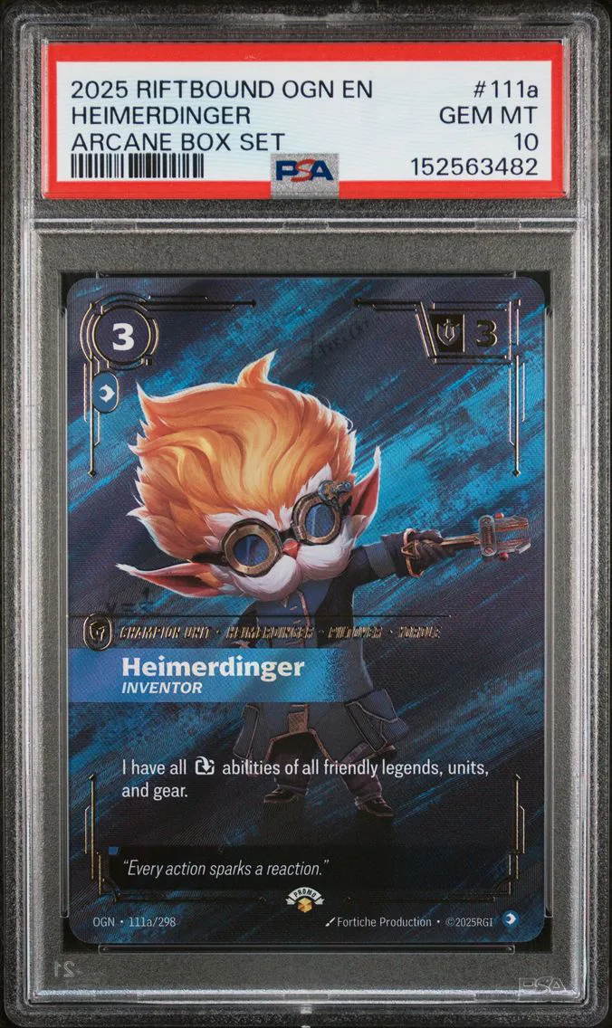 2025 #111a Heimerdinger - Inventor PSA 10 Riftbound: League of Legends Ogn-Origins