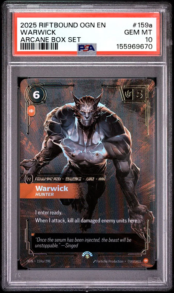 2025 #159a Warwick - Hunter PSA 10 Riftbound: League of Legends Ogn-Origins