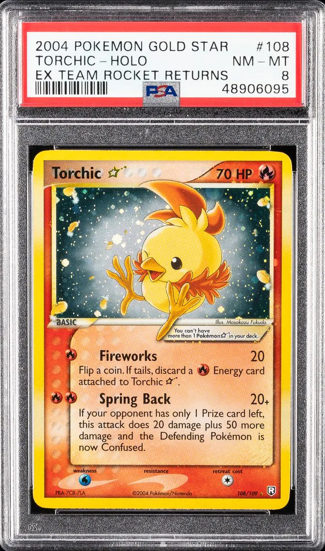 2004 #108 Torchic-Holo PSA 8 EX Team Rocket Returns Pokemon