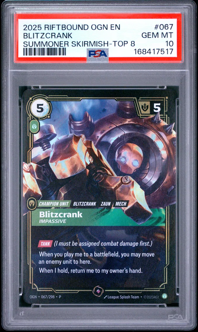 2025 #067 Blitzcrank - Impassive PSA 10 Riftbound: League of Legends Ogn-Origins