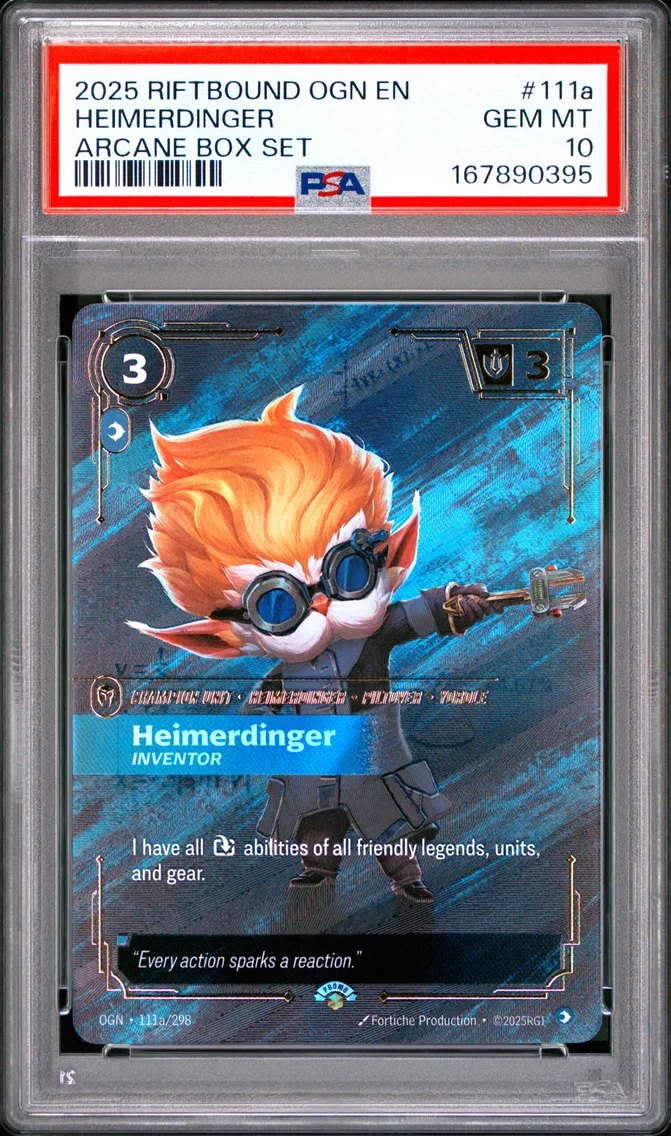 2025 #111a Heimerdinger - Inventor PSA 10 Riftbound: League of Legends Ogn-Origins