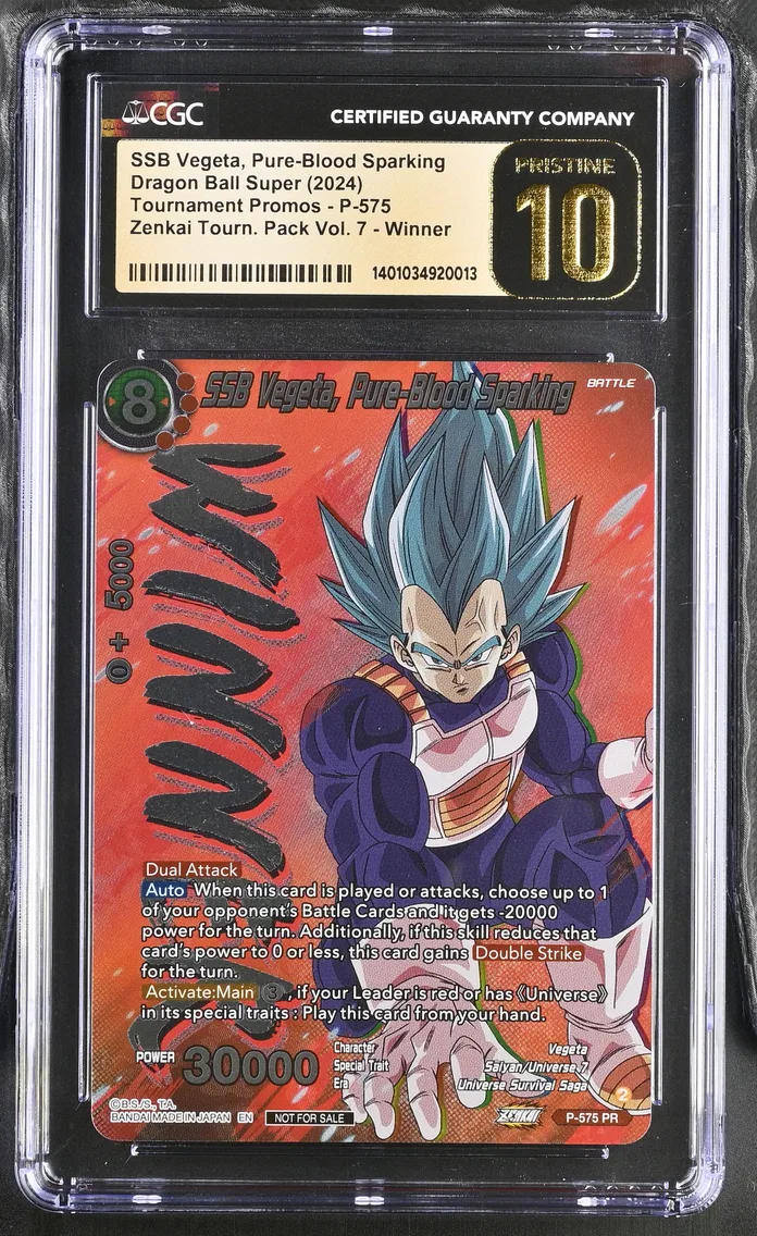 2024 #P-575 SSB Vegeta, Pure-Blood Sparking CGC 10 Pristine Tournament Promos 2024 - English